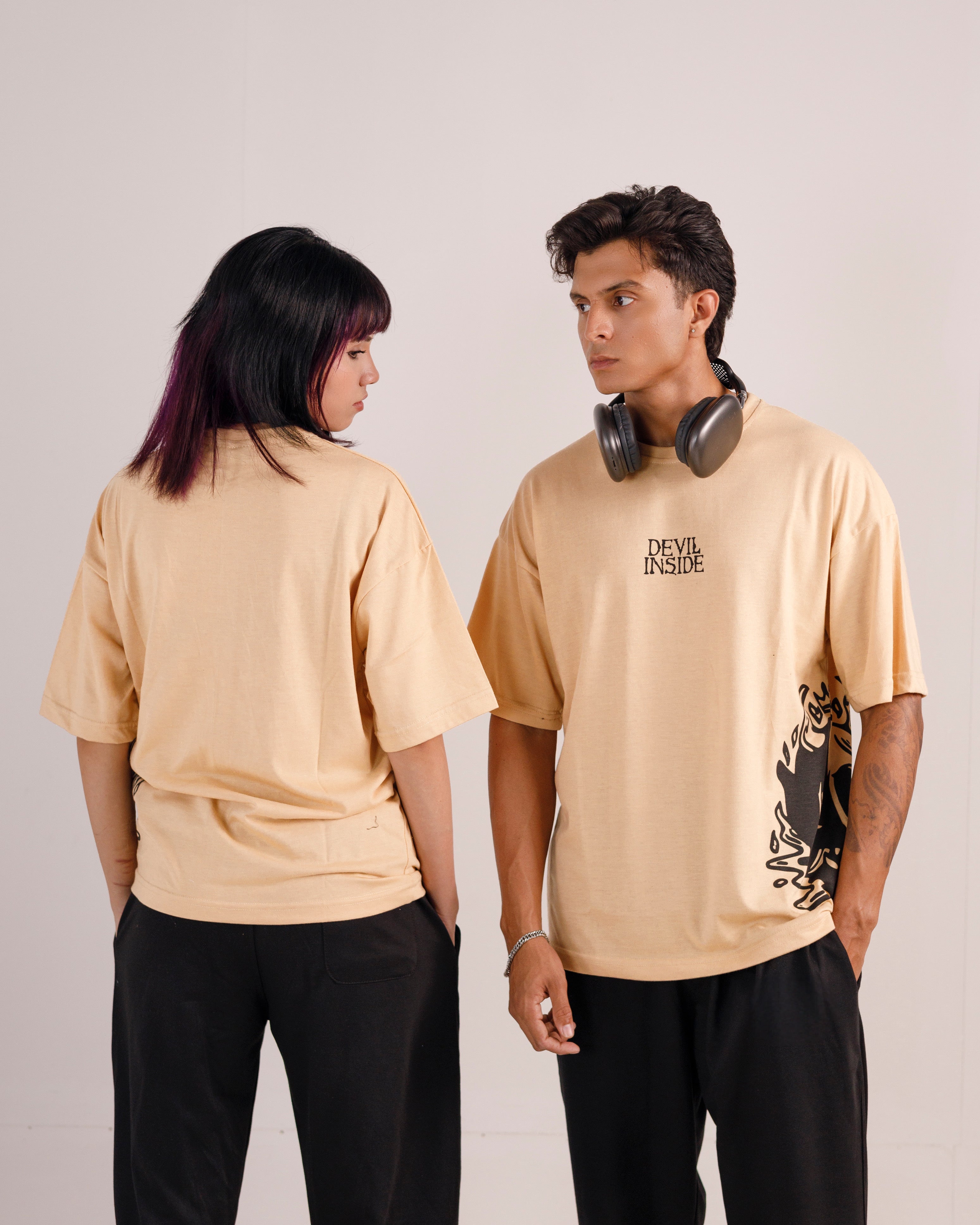 Devil Inside Graphic Drop Shoulder Oversized Tee