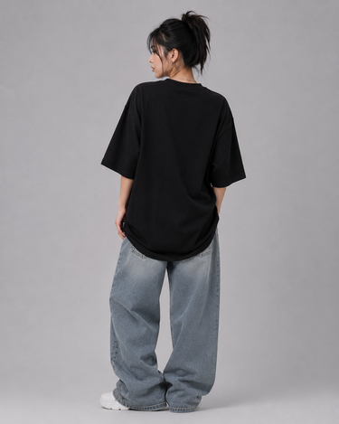 Las Vegas Embroidered Patched Drop Shoulder Oversized Tee Black