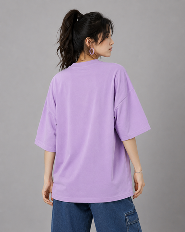Womens Basic Oversized Drop Shoulder Tee Lavender
