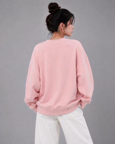 Florida Beach Oversized Embroidered Sweatshirt Pink