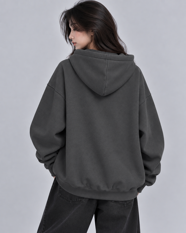 Wild Walker Embroidered Patched Oversized Hood Charcoal