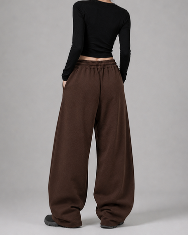 Drift Wide Leg Fleece Trouser Brown