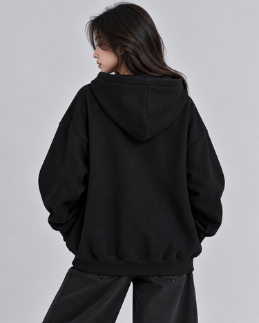 Chicago Graphic Oversized Pullover Hood Black