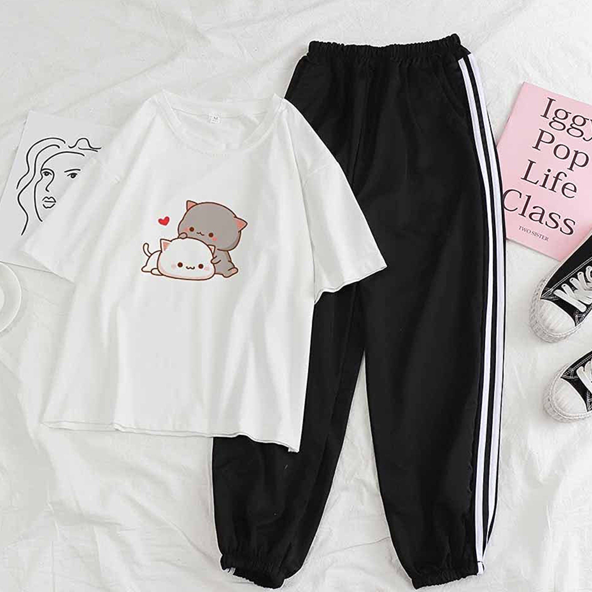 Panda Graphic Tee & Stripes Trouser Tracksuit