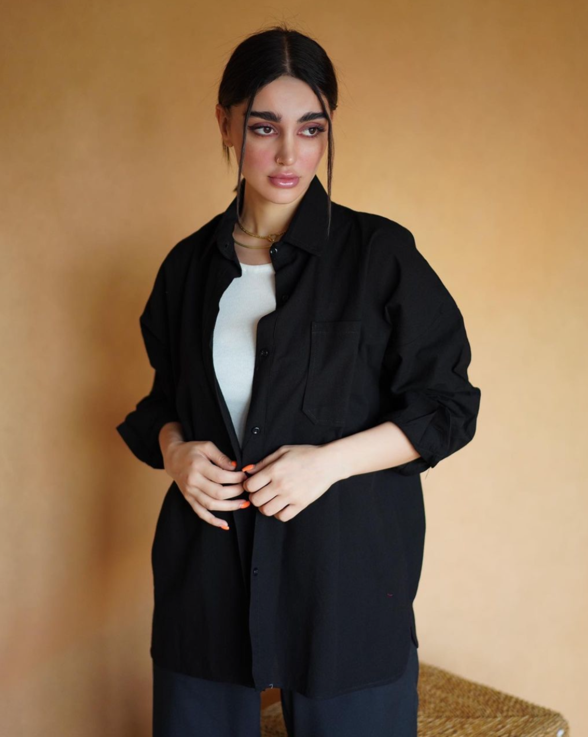 Button Up Black Oversized Shirt