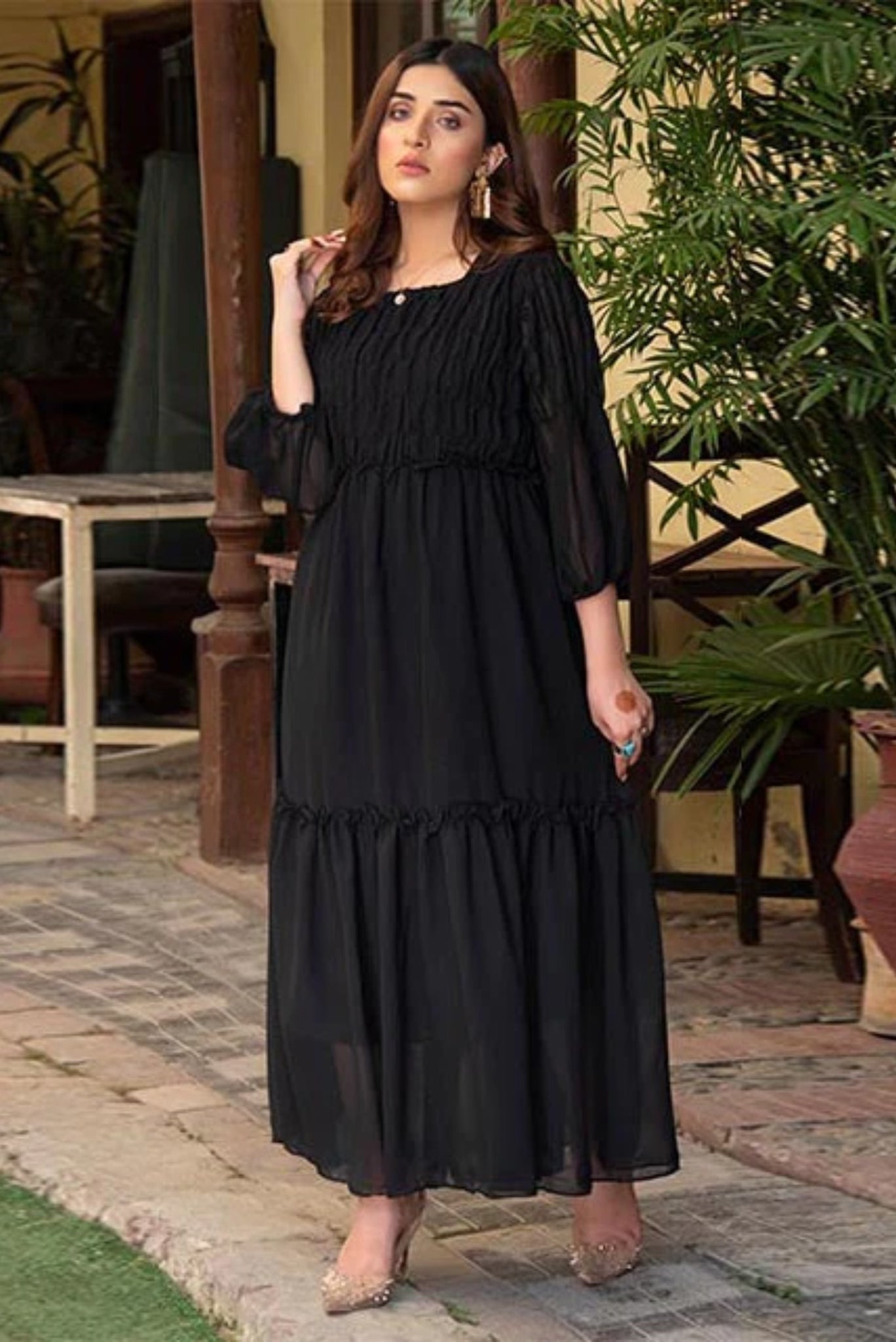 Smokey - Black Chiffon Frock Dress ( Inner Attached )