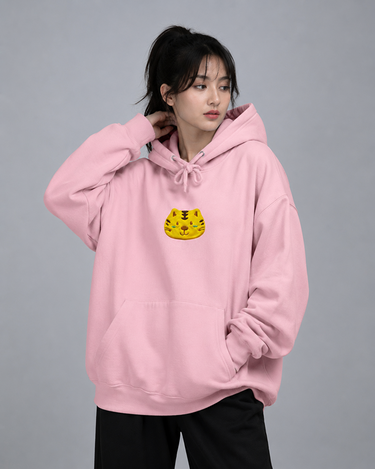 Kitty Embroidered Patched Oversized Pullover Hood