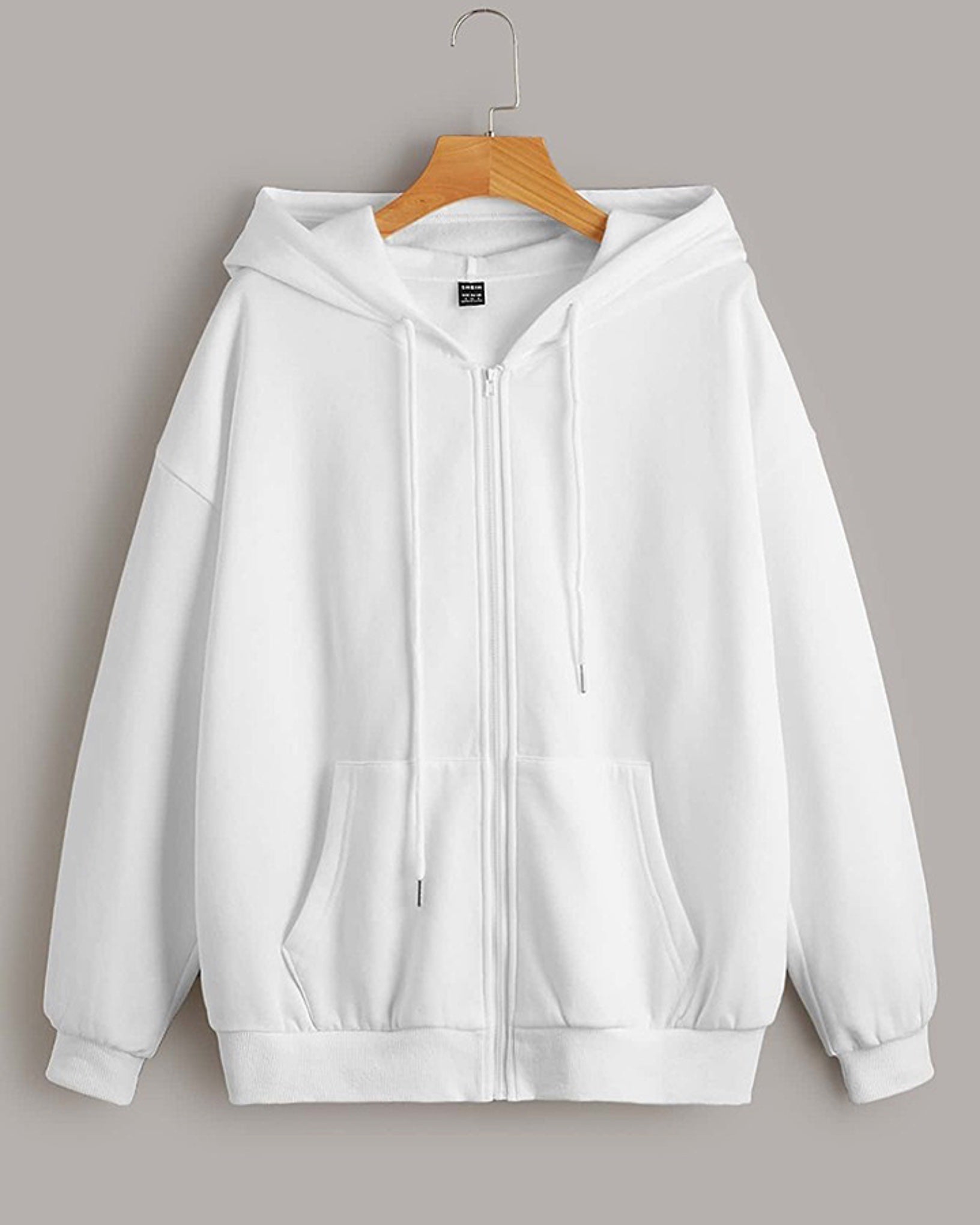 White Pull Over Zipper Hood