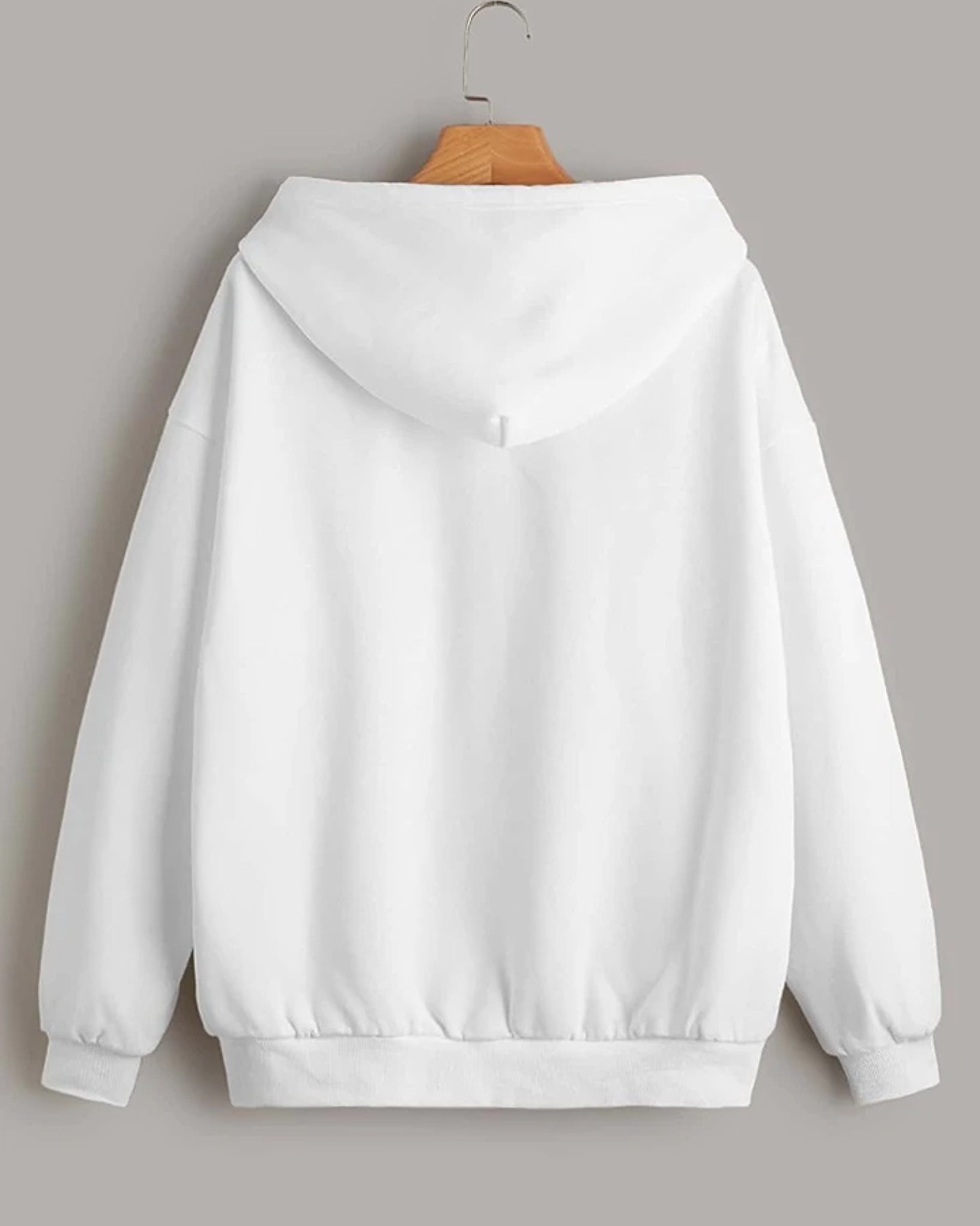 White Pull Over Zipper Hood