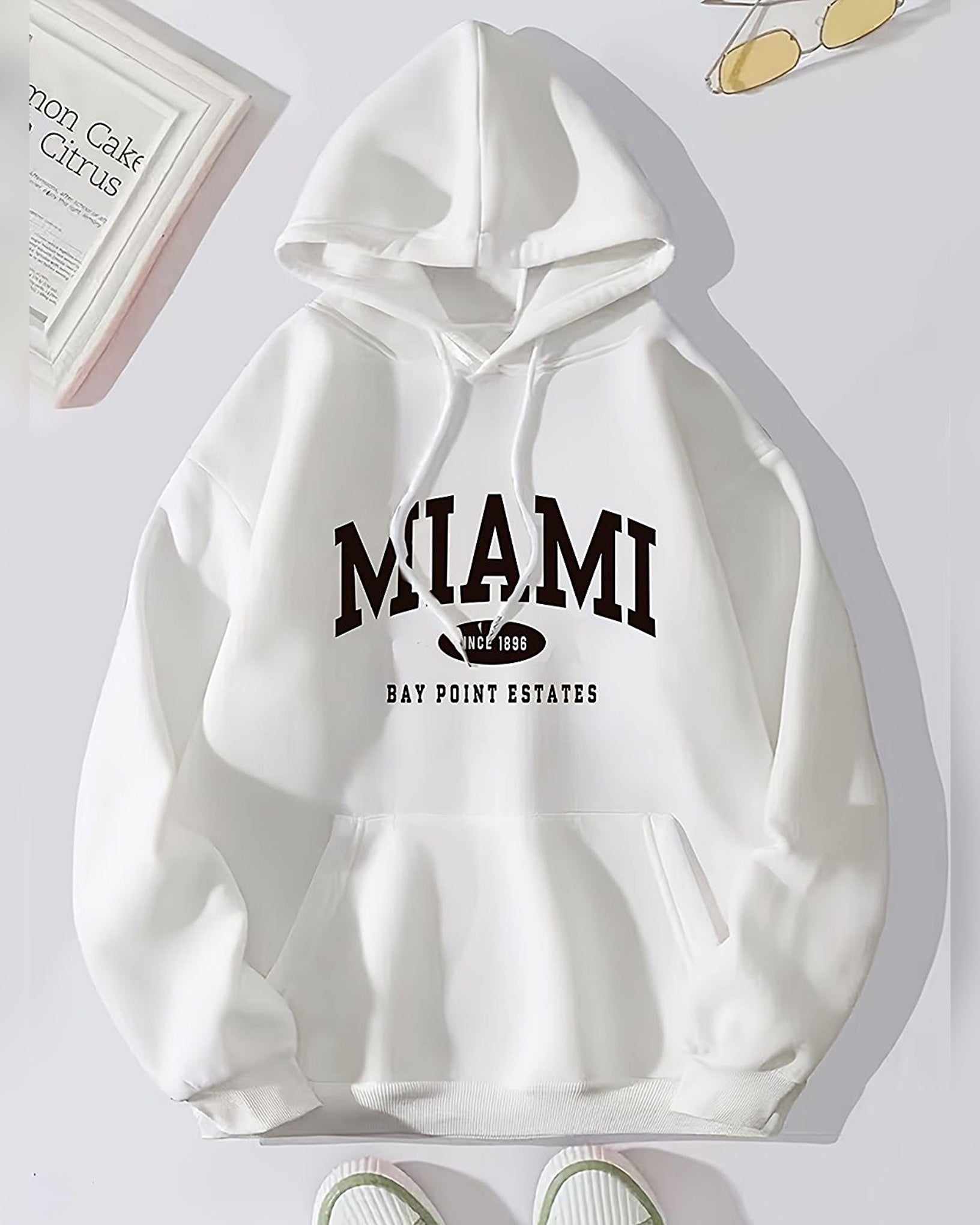 Miami Graphic Oversized Hood White