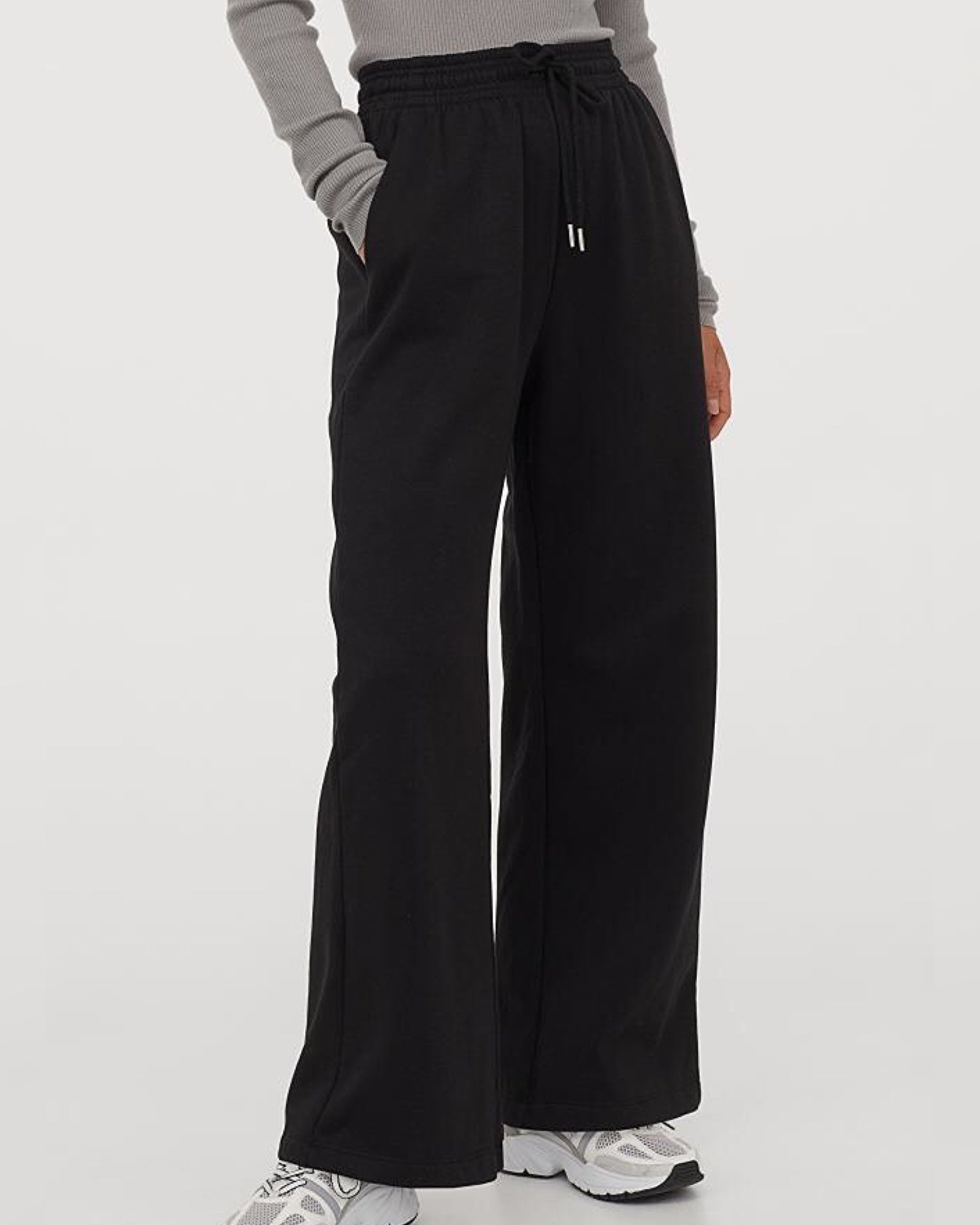 Comfort Stretch French Terry Open Bottom Trouser Black