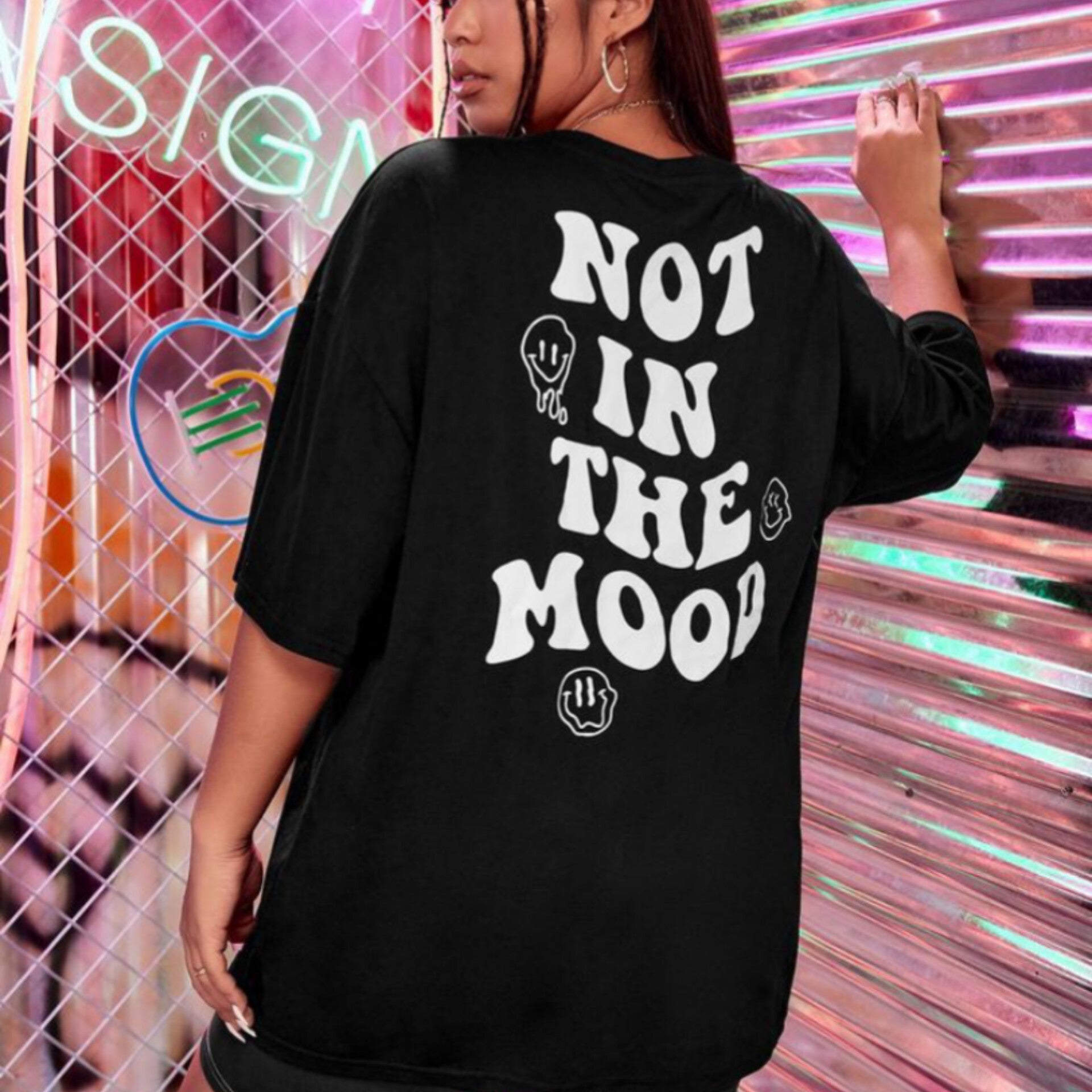 Not In The Mood Graphic Drop Shoulder Oversized Tee