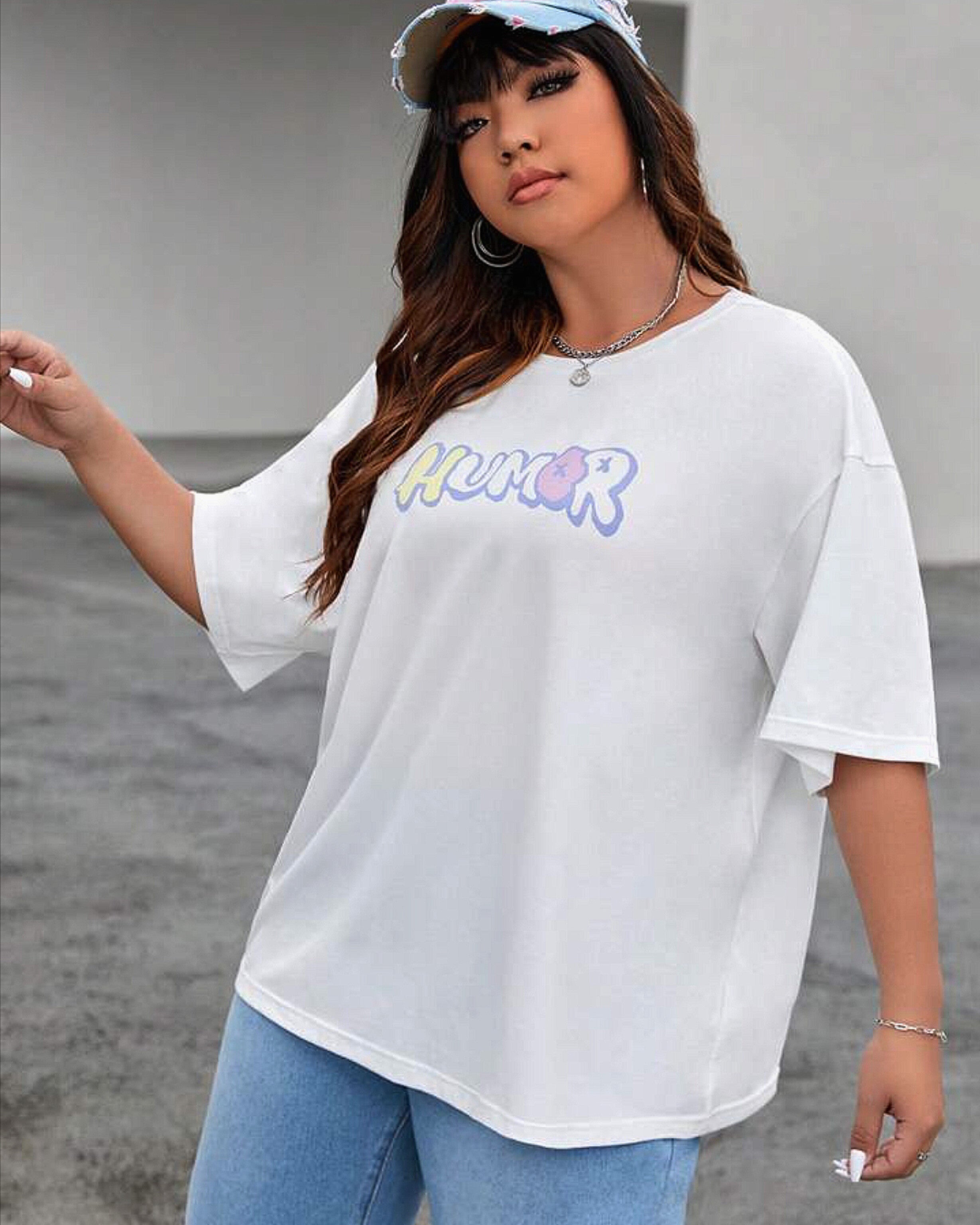 Humor Bear Graphic Drop Shoulder Oversized Tee