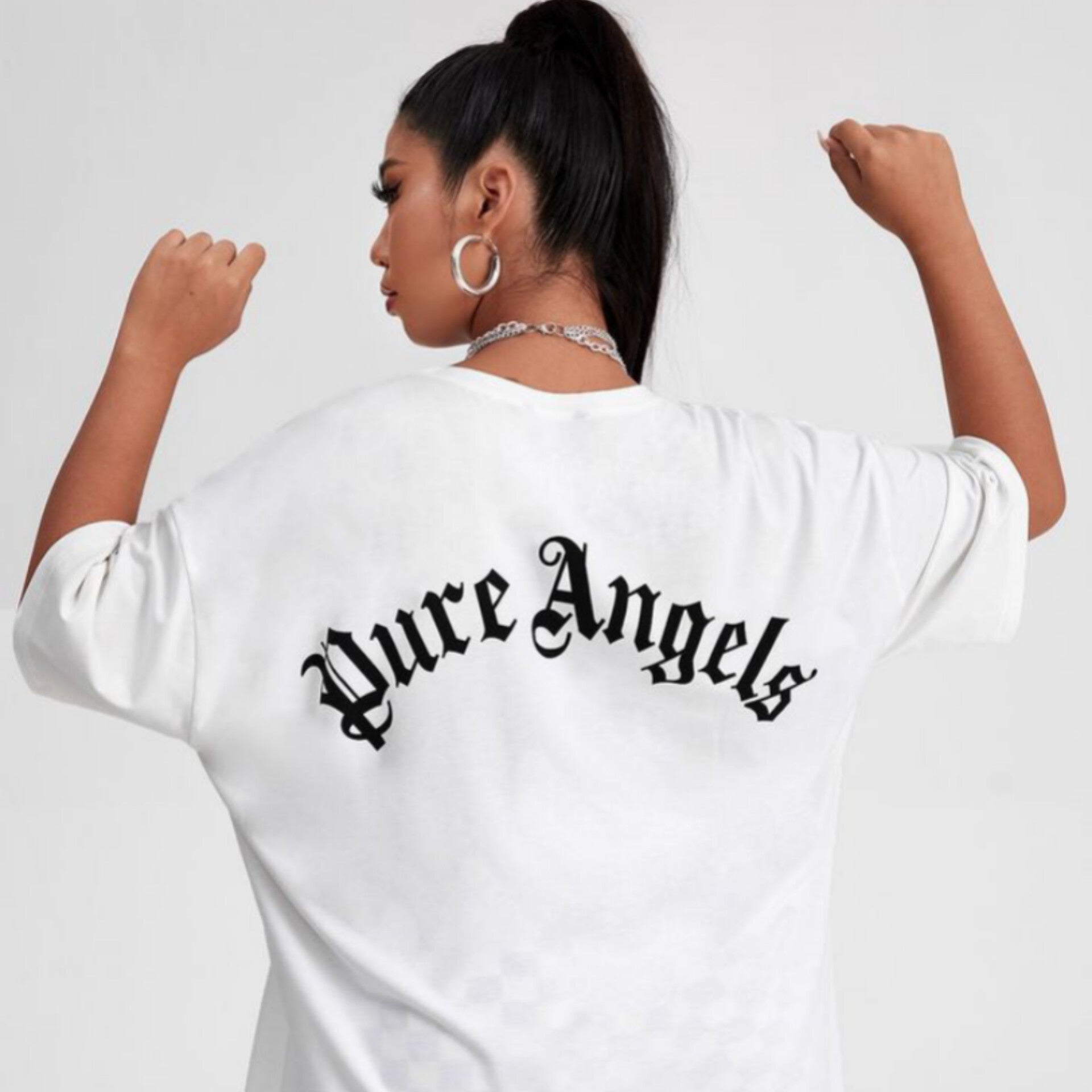 Pure Angel Graphic Drop Shoulder Oversized Tee