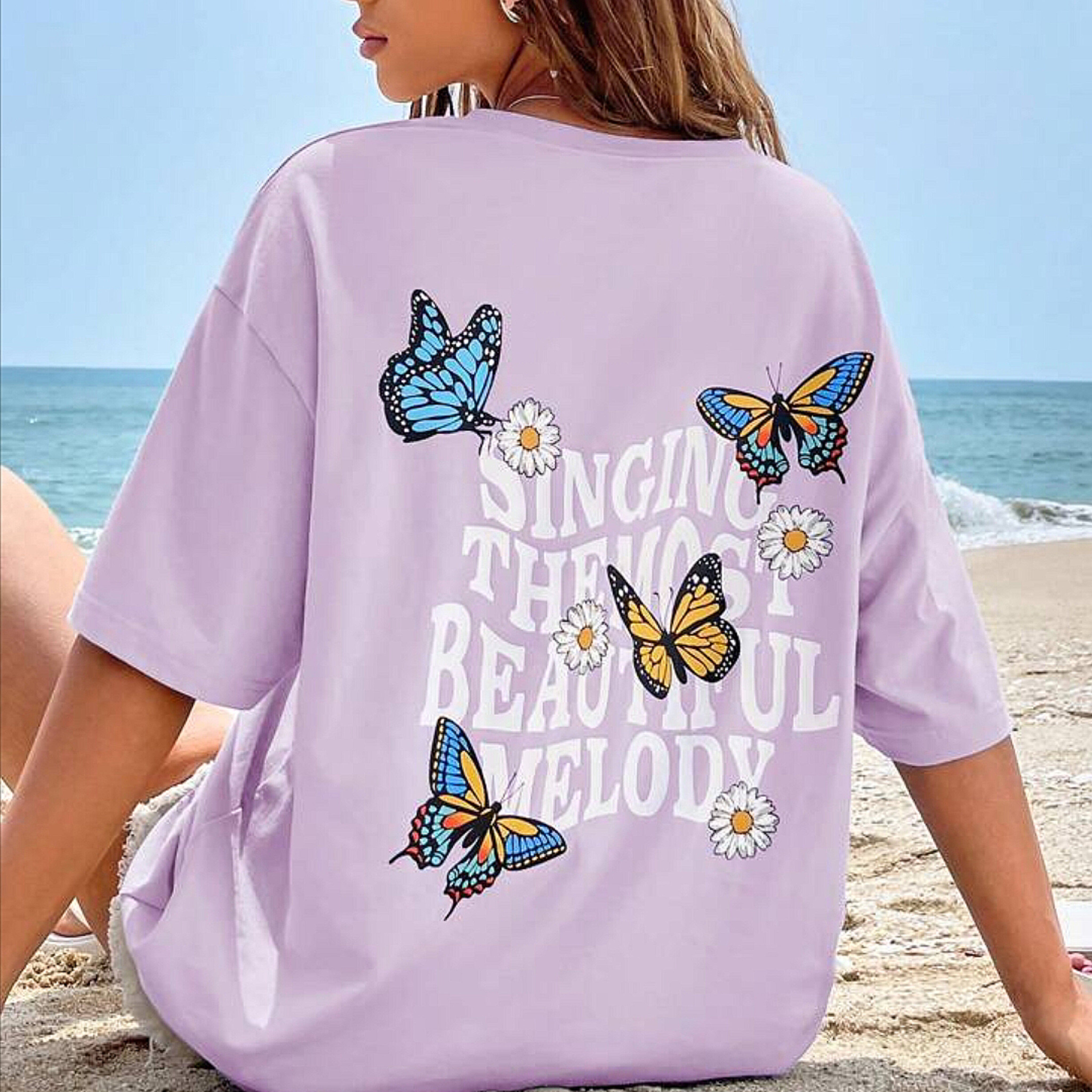 Singing Melody Graphic Drop Shoulder Oversized Tee Lavender