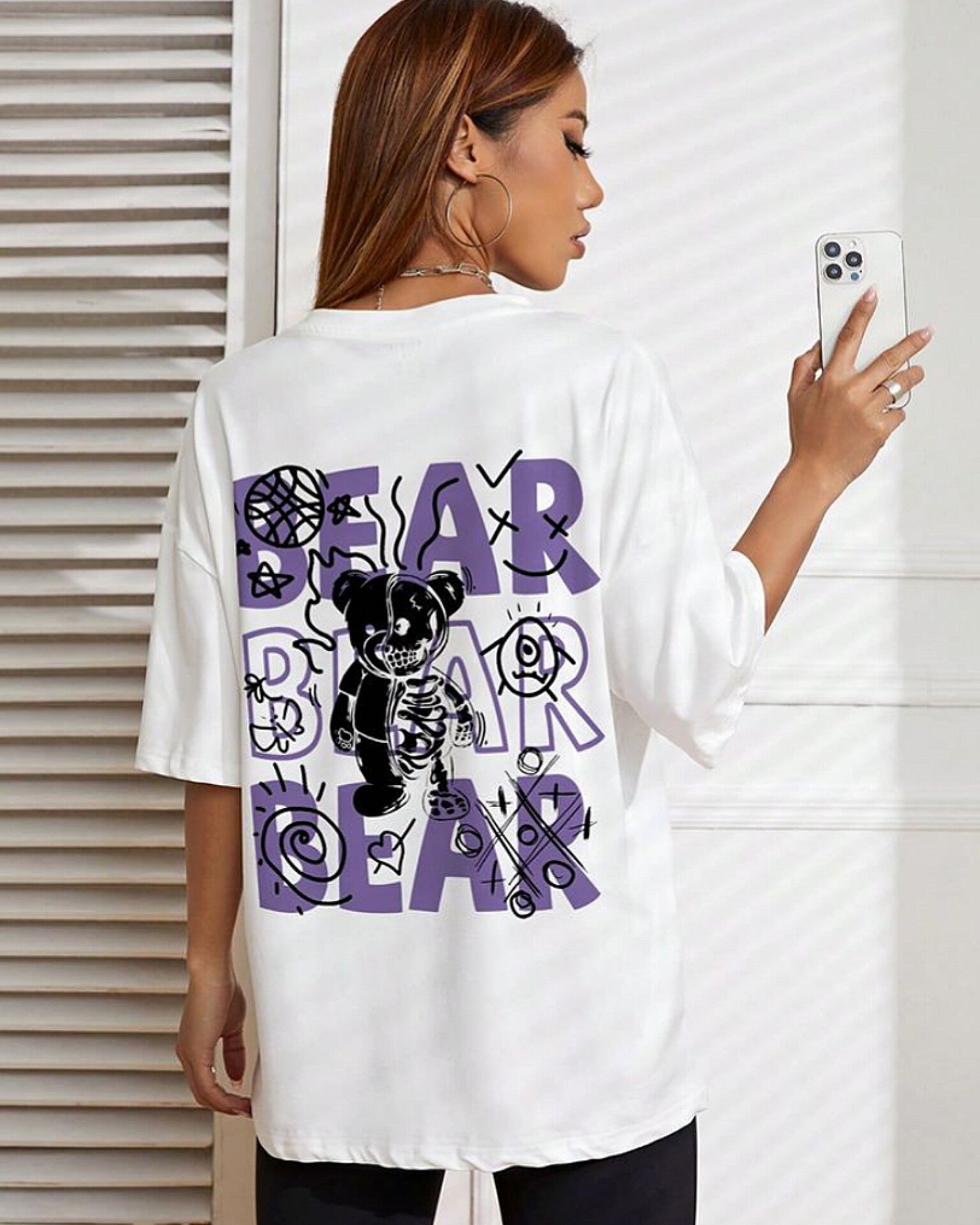 Bear Fear Graphic Drop Shoulder Oversized Tee