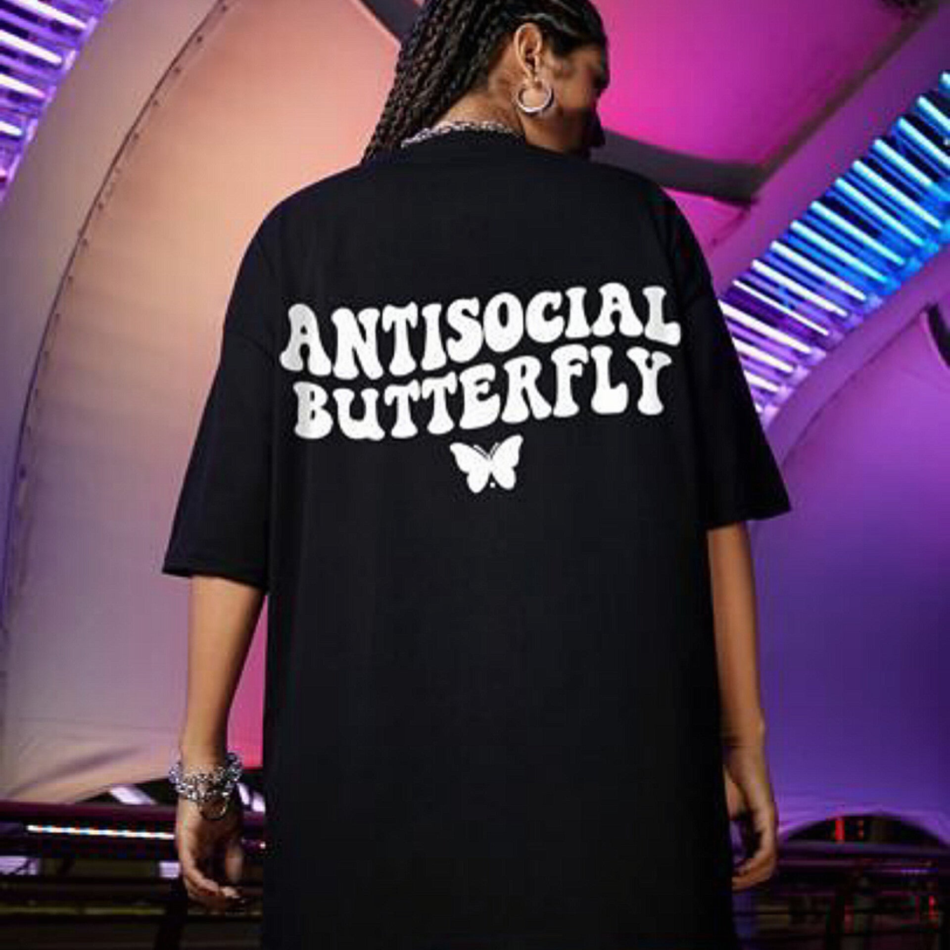 Antisocial Graphic Drop Shoulder Oversized Tee