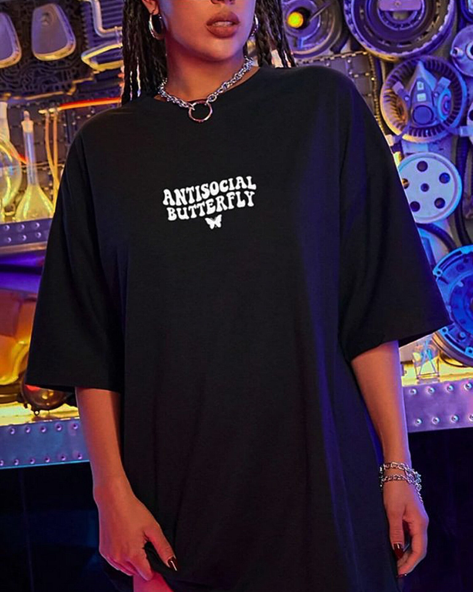 Antisocial Graphic Drop Shoulder Oversized Tee