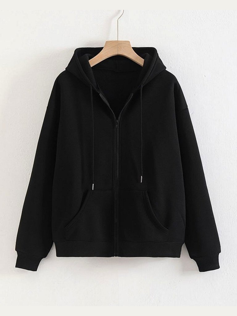 Black Pull Over Zipper Hood