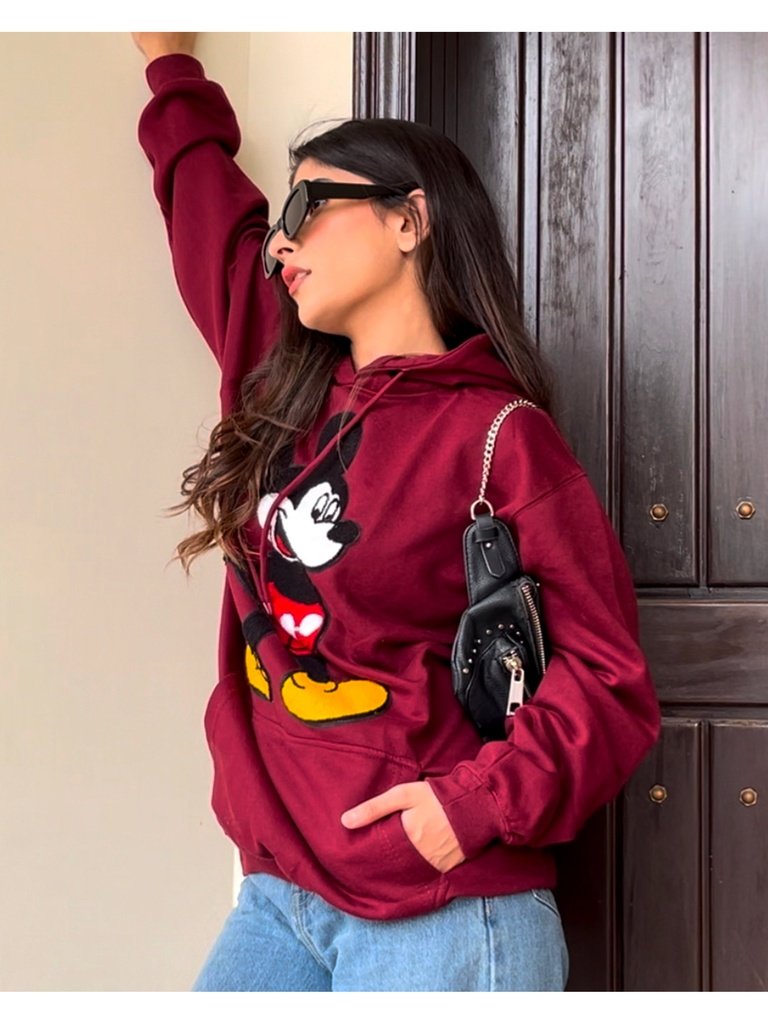 Mickey Graphic Patched Oversized Hood