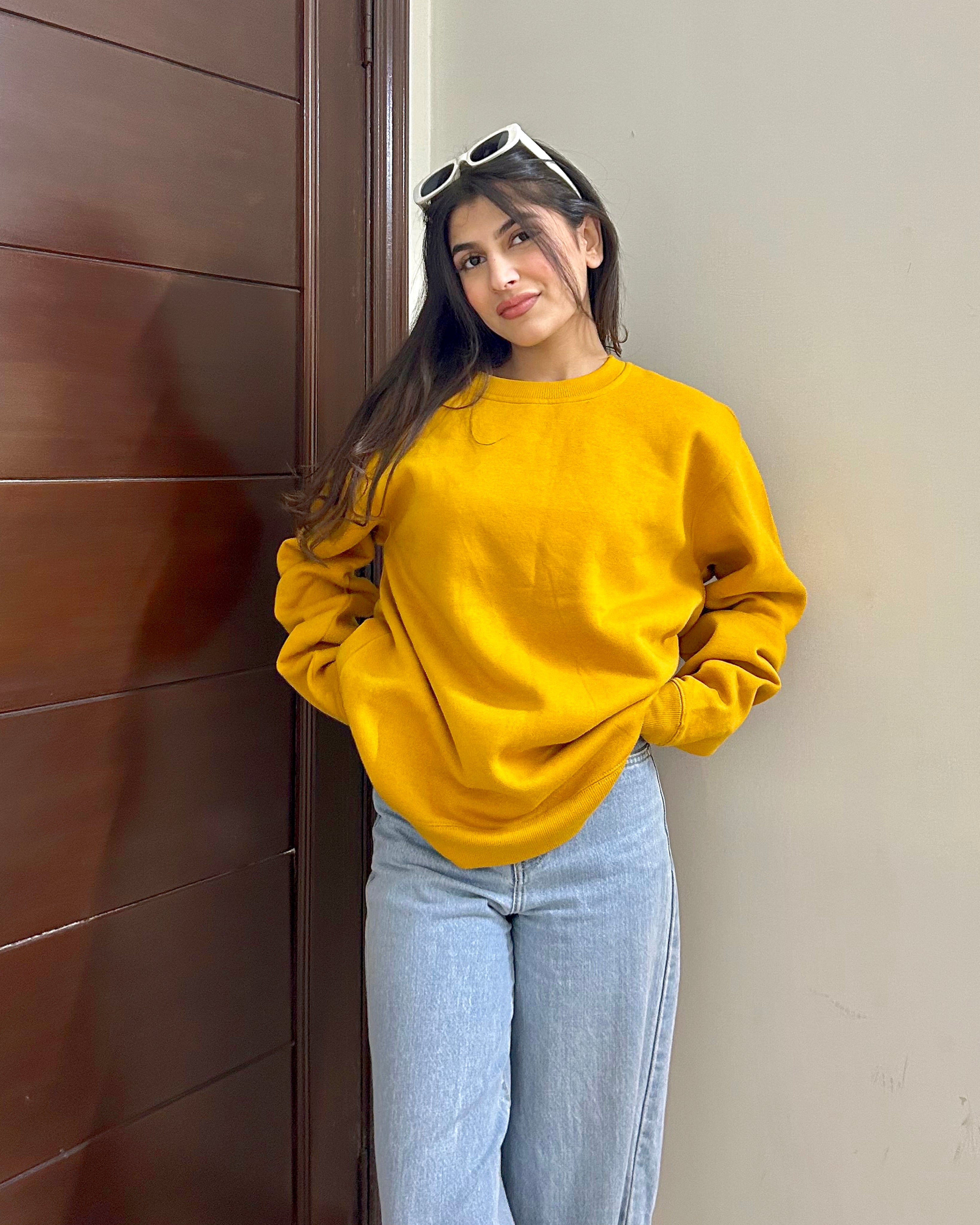 Drop Shoulder Oversized Sweatshirt Mustard