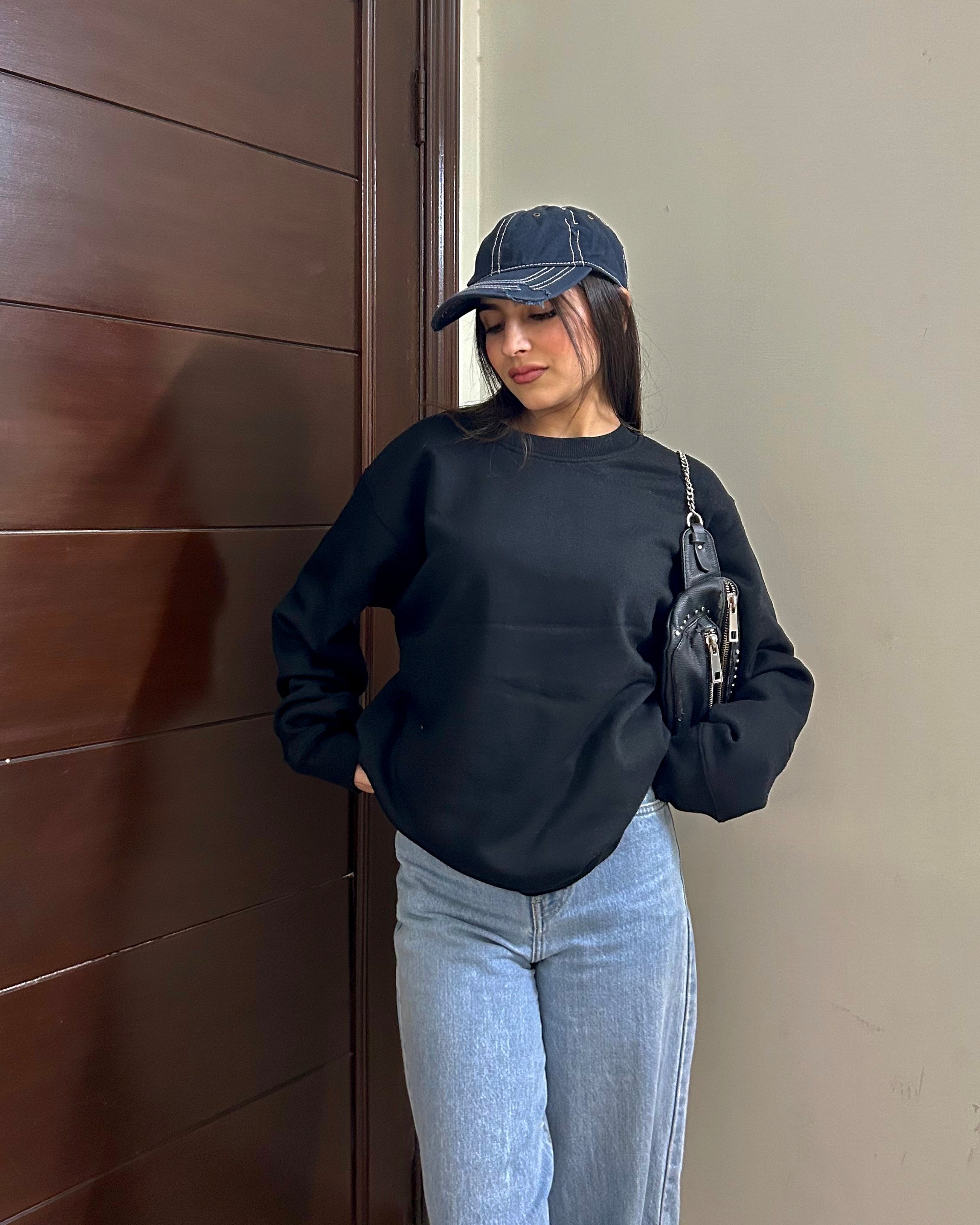 Drop Shoulder Oversized Sweatshirt Black