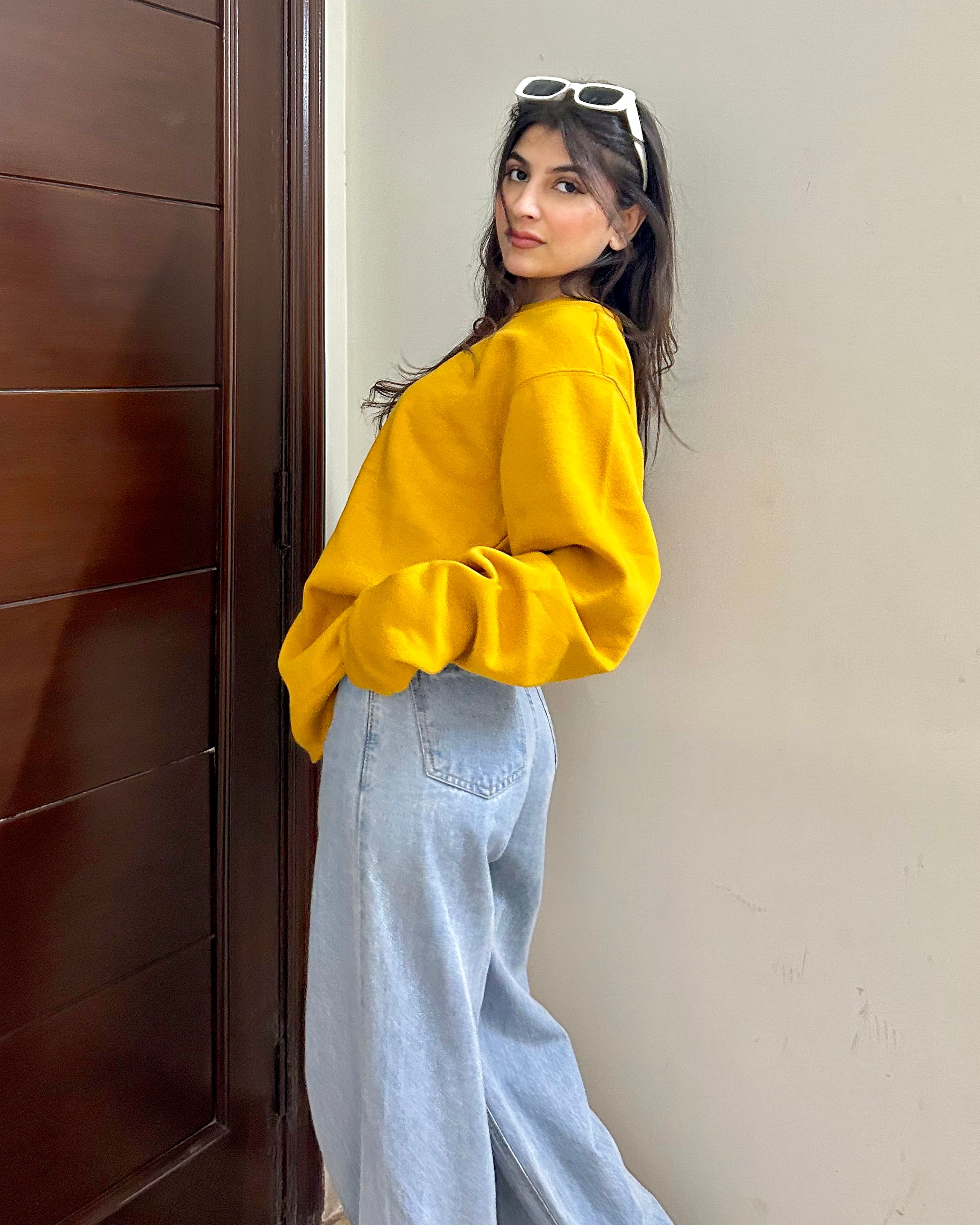 Drop Shoulder Oversized Sweatshirt Mustard