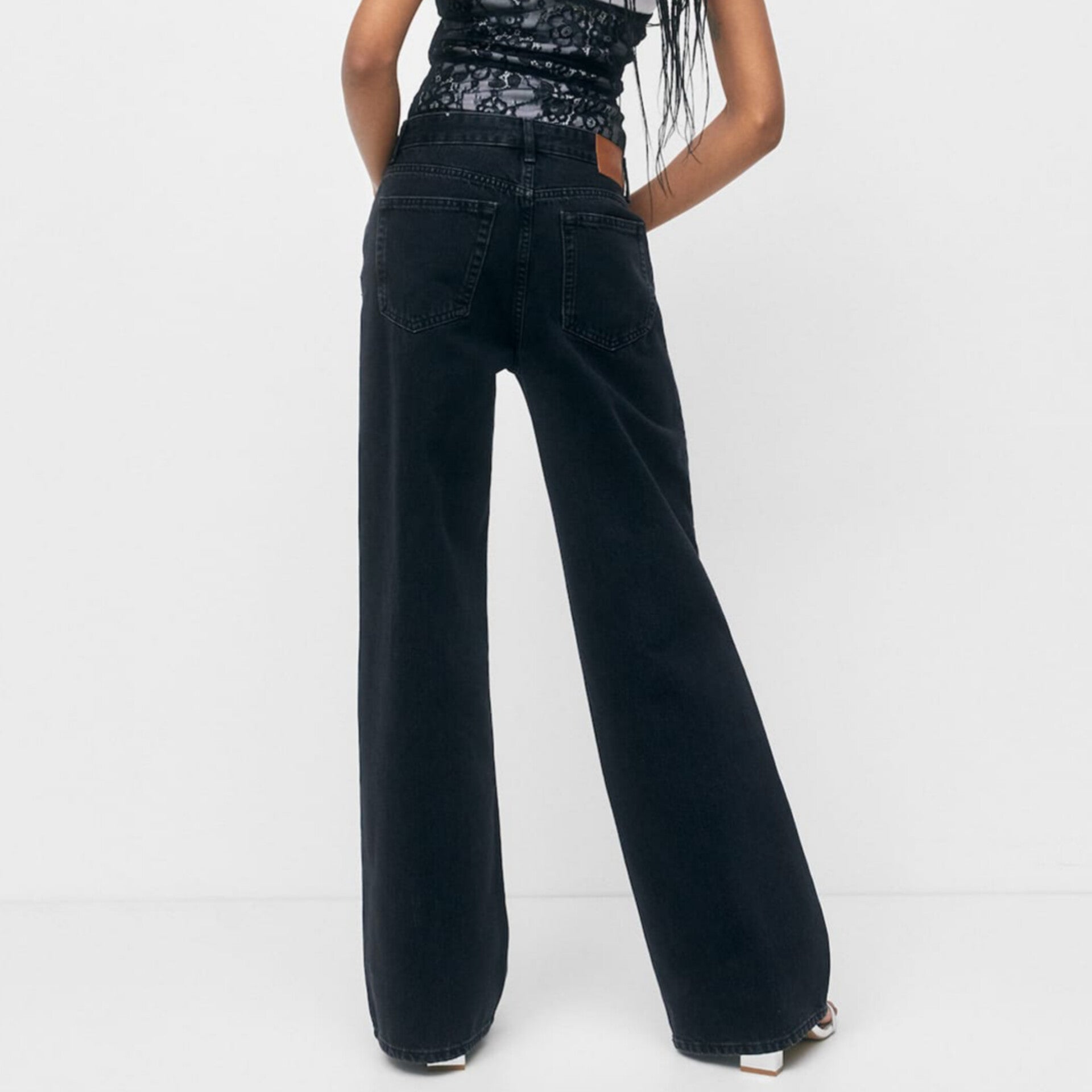 Black Wide Leg High Rise Jeans