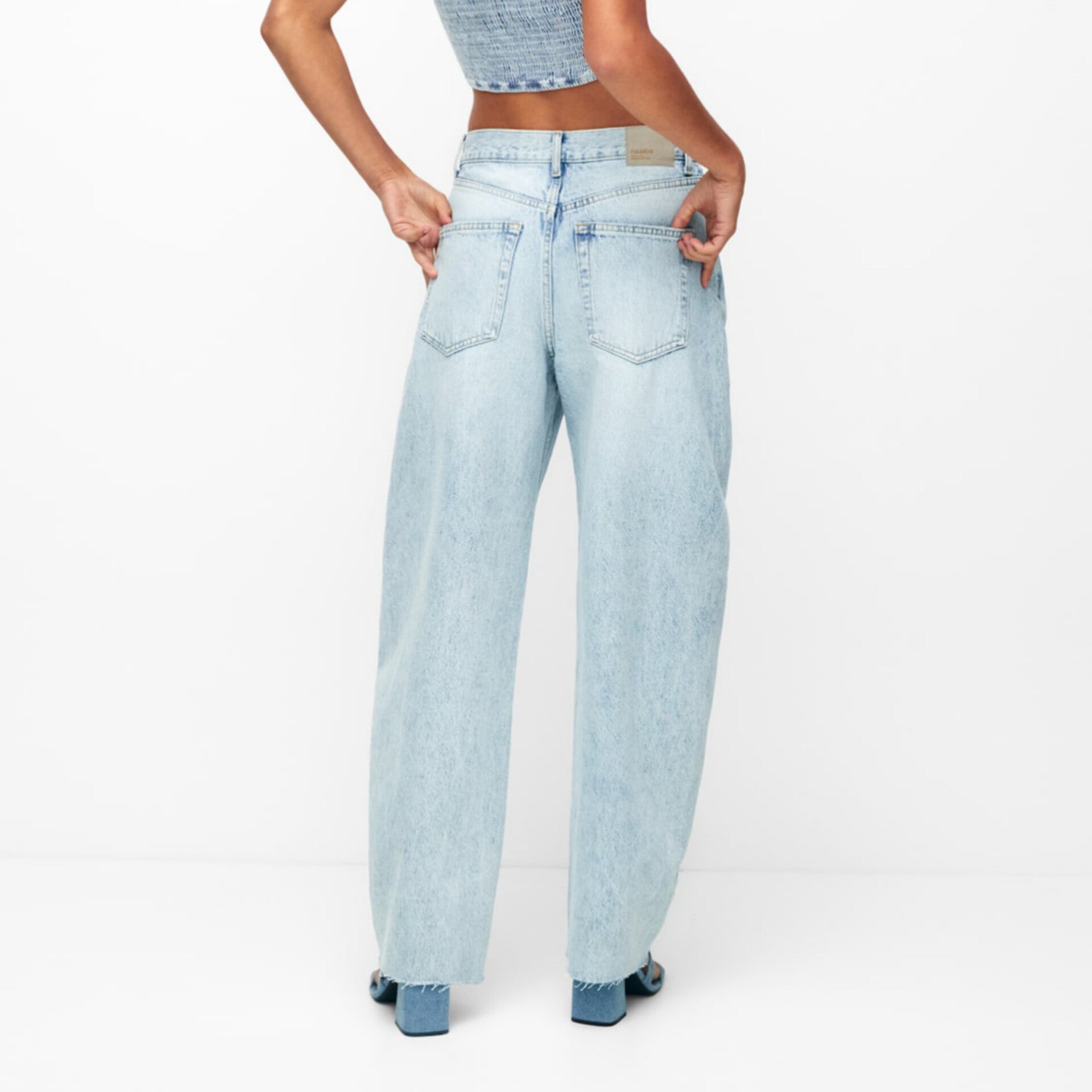 Blue Mid Waist Balloon Fit Jeans