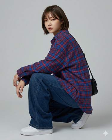 Blueberry Rush Oversized Button-Up Shirt