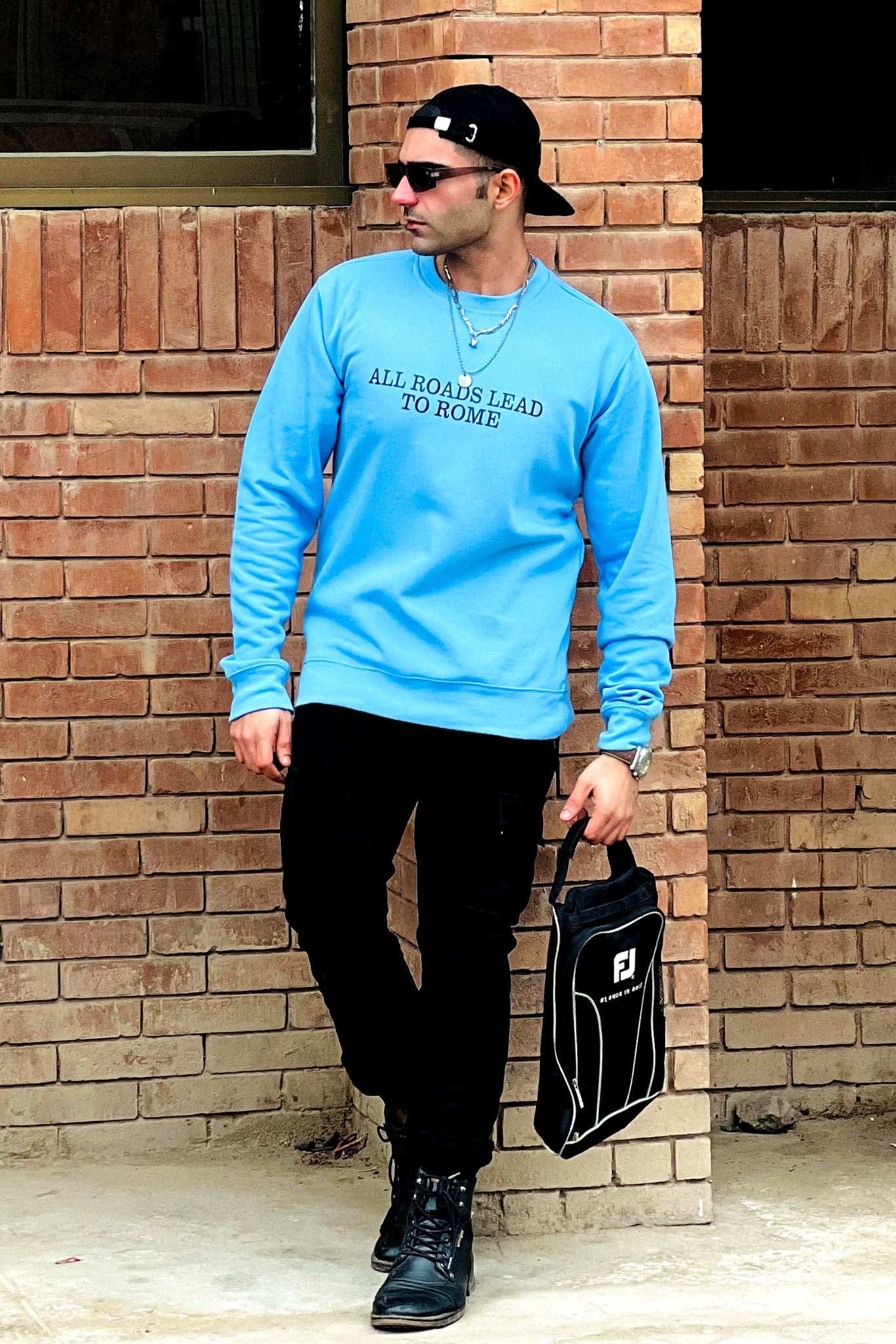 Leads To Rome Graphic Sweatshirt Blue