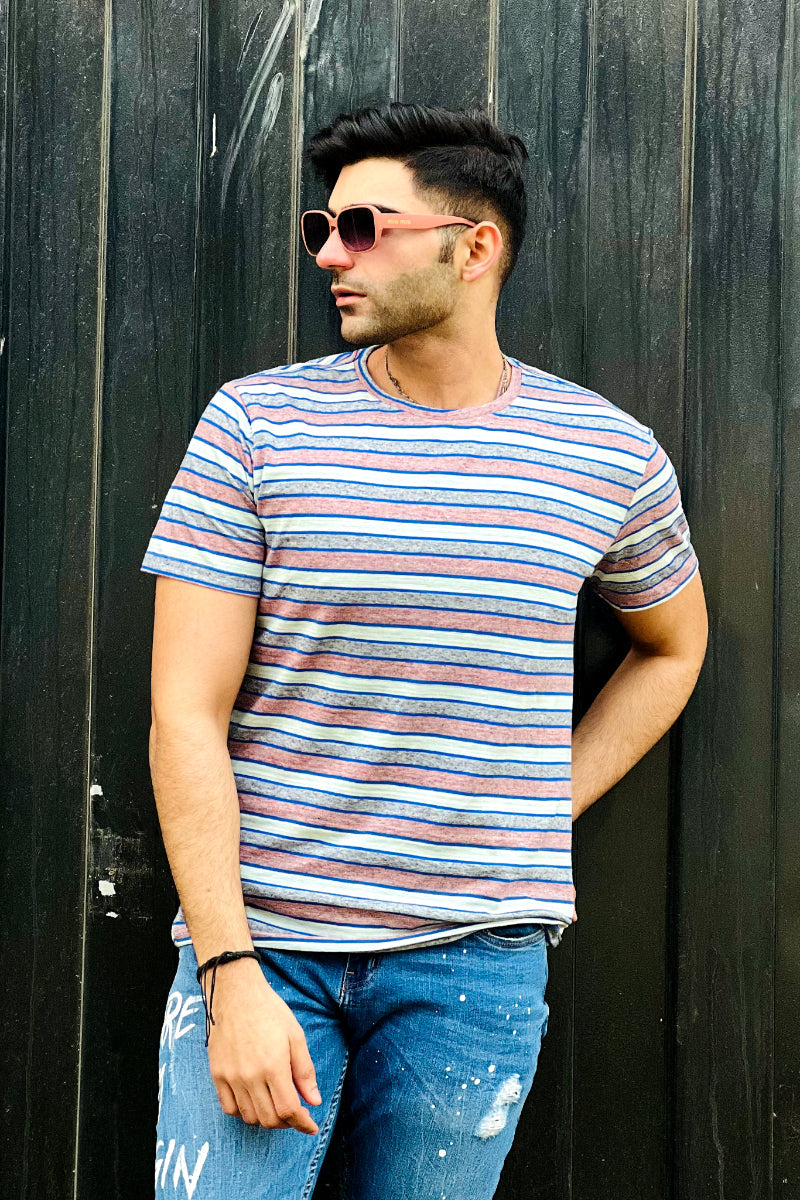 Blend Striped T-shirt- Brick