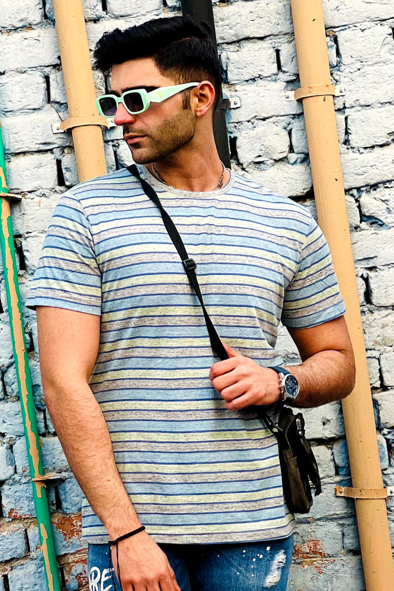 Blend Striped T-Shirt- Cloud Blue