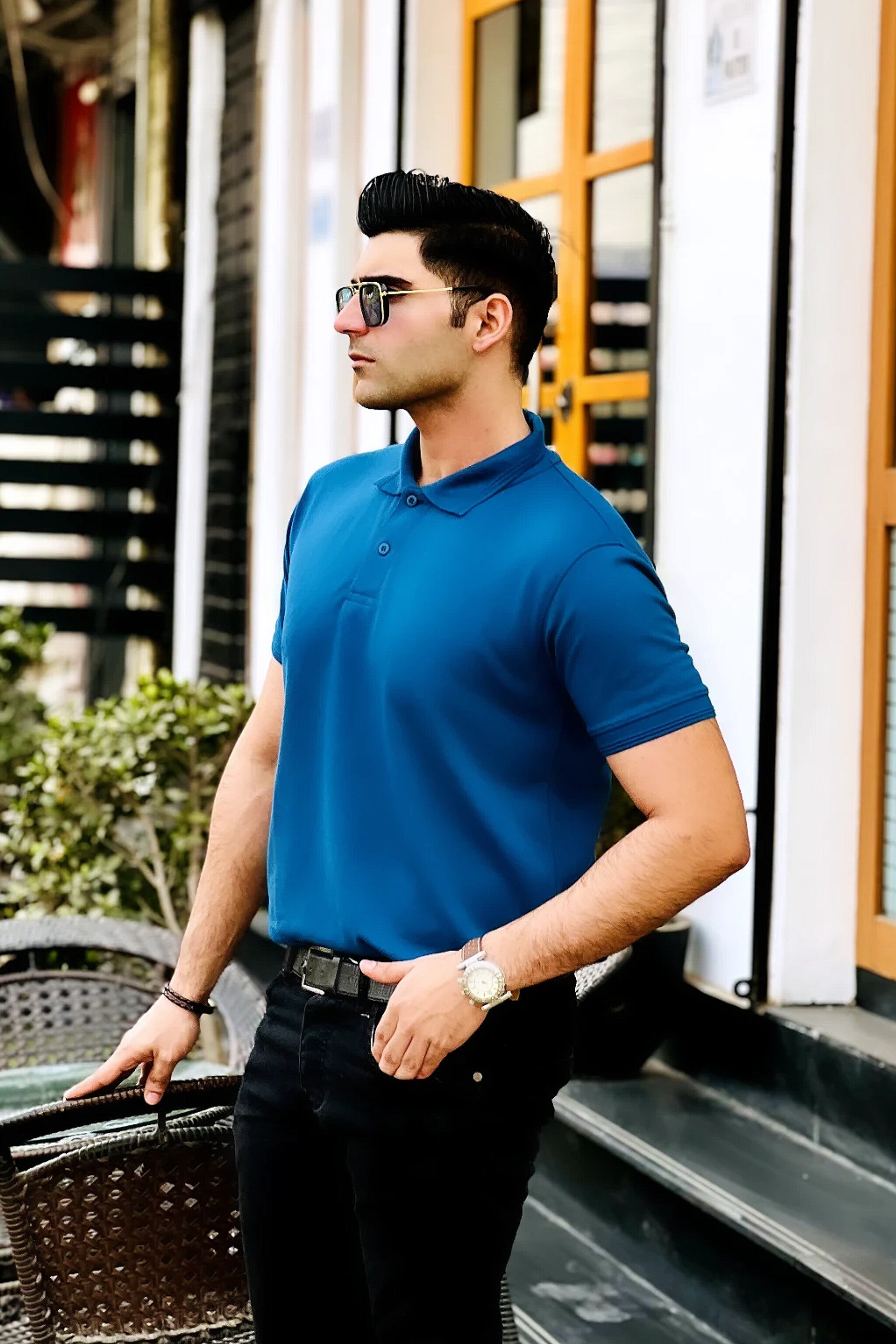 Classic Slim Fit Men's Polo Shirt Blue